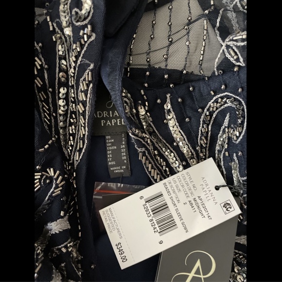 NWT Adrianna‎ Papell Beaded Short Sleeve Gown 2 - Picture 12 of 16